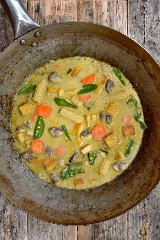 Vegetable green curry is an easy and tasty 30-minute meal. Use your favorite mix of vegetables, green curry paste and coconut milk for a rich, sweet and spicy vegetarian or vegan meal. 